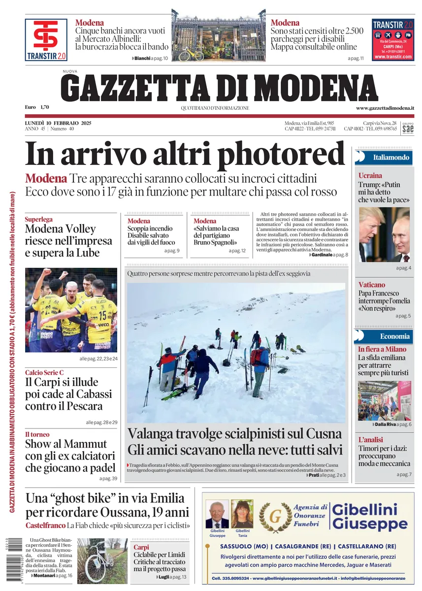 Prima-pagina-gazzetta di modena-oggi-edizione-del-2025-02-10